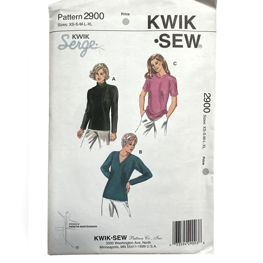 Vintage Y2K, uncut, sealed, factory folded Kwik Sew Pattern 2900 XS - Xl